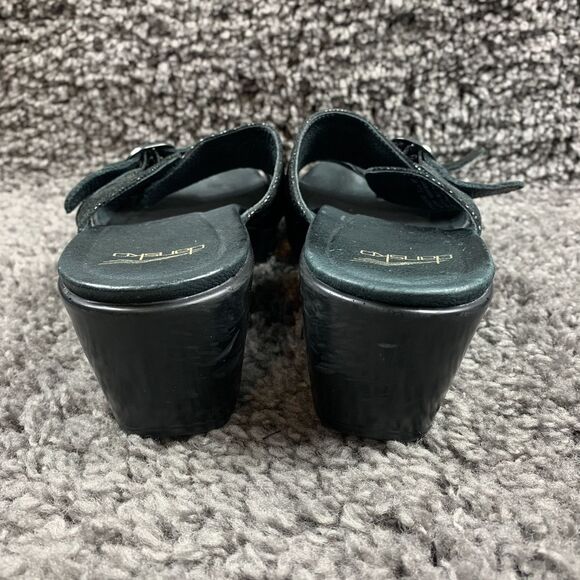 Dansko Jessie Sandals Black Leather Lizard Slip On Slide Heels Buckle EU 40 - Picture 3 of 8